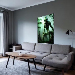 Affiche Monstre Alien de la bête dans la forêt Art AI