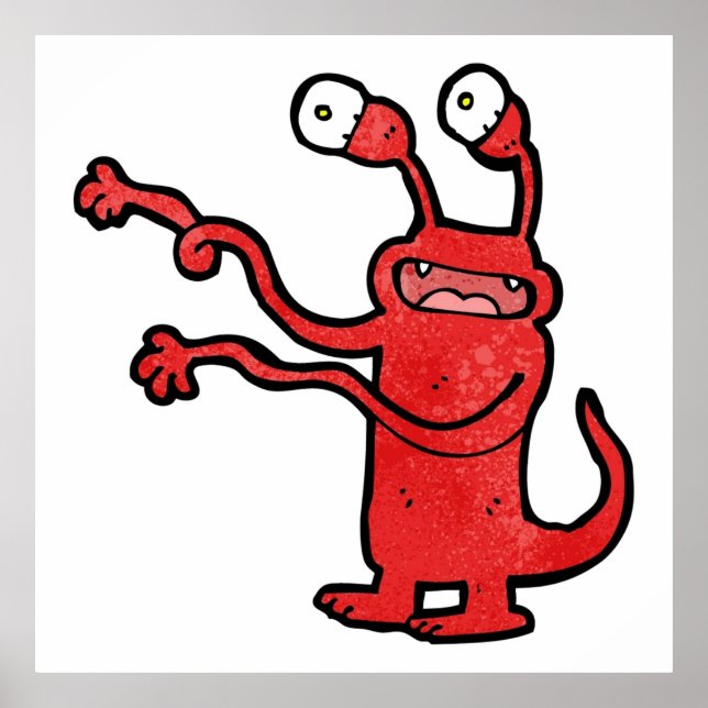 Affiche monstre de dessin animé bizarre (Devant)