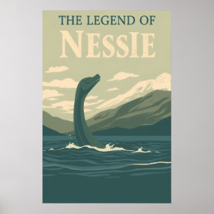 Affiche Monstre du Loch Ness Art de Voyage Vintage