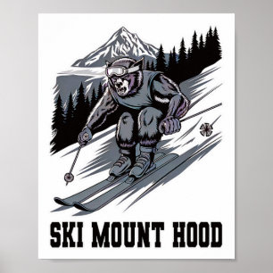 Affiche Monstre du ski dévalant le mont Hood Oregon Wow Am