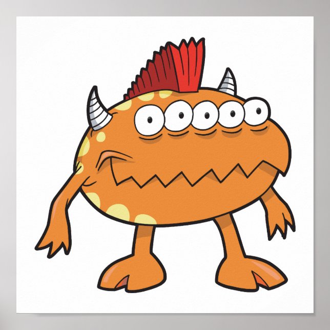 Affiche monstre mohawk orange de nombreux yeux (Devant)