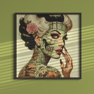 Affiche Monstre Rétro Pin-up