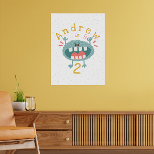 Affiche Monstre Turquoise mignon personnalisable