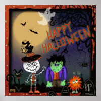 Monstres de squelette Éffrayant Halloween