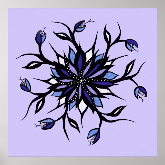 Affiche Monstres Et Dents De Mandala Floral Gothique (Devant)