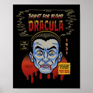Affiche Monstres universelles Dracula Masque Vintage Hallo