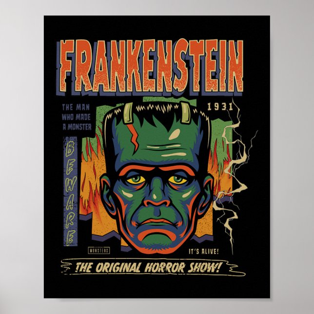 Affiche Monstres universelles Frankenstein Halloween Vinta (Devant)