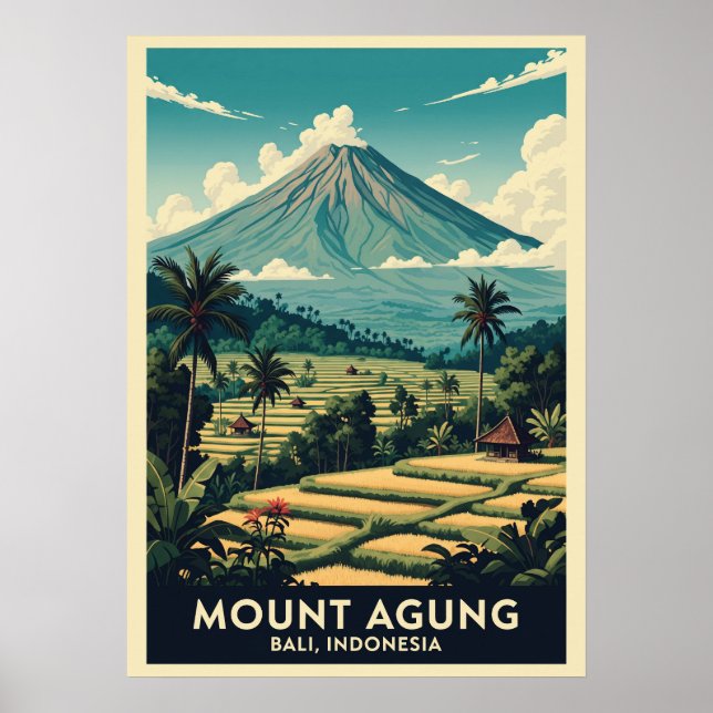 Affiche Mont Agung Bali Indonésie V02 (Devant)