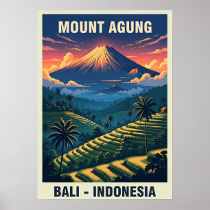 Affiche Mont Agung Bali Indonésie V03