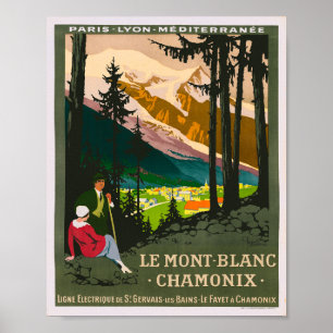 Affiche Mont Blanc Chamonix France Vintage voyage