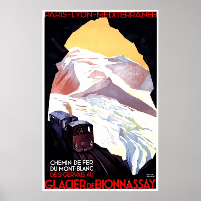 Affiche Mont Blanc, montagne France, voyage ferroviaire vi (Devant)