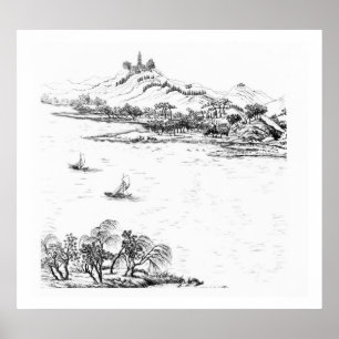 Affiche Mont Chang et lac Chou, de 'Jardins Anglo-Chi