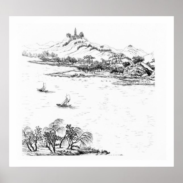 Affiche Mont Chang et lac Chou, de 'Jardins Anglo-Chi (Devant)