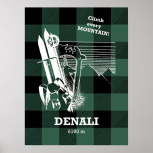 Affiche Mont Denali McKinley Alpinisme du parc de l'Alaska
