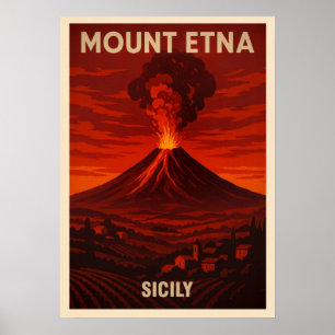 Affiche Mont Etna Sicile V04