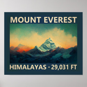 Affiche Mont Everest Himalayas Aquarelle Vintage