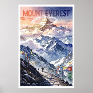 Affiche Mont Everest Népal Voyage Rétro