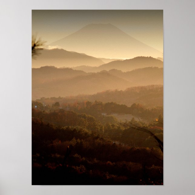 Affiche Mont Fuji au-dessus des collines (Devant)