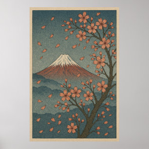 Affiche Mont Fuji au printemps : Sérénité des fleurs de ce