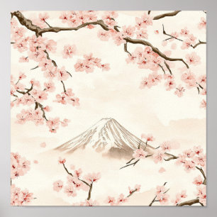 Affiche Mont Fuji avec fleurs de cerisier – Japonais (3)