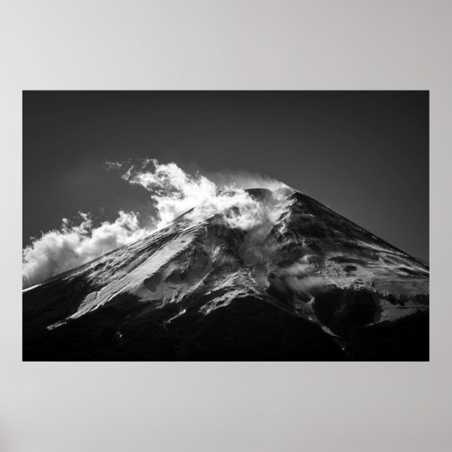 Affiche Mont Fuji en noir et blanc (Devant)