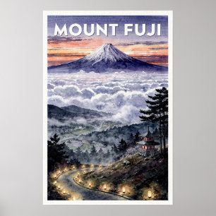Affiche Mont Fuji Japon Voyage Rétro