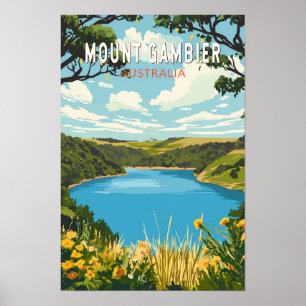 Affiche Mont Gambier Australie Voyage Art Vintage