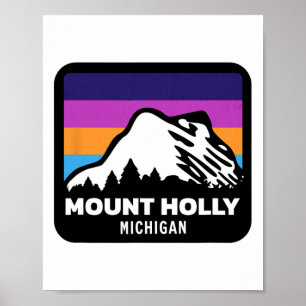 Affiche Mont Holly Michigan Ski Snowboard Famille Sk