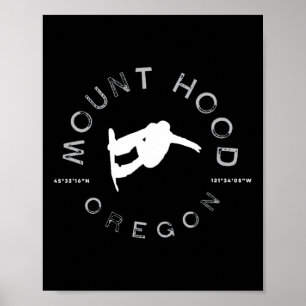 Affiche Mont Hood Oregon Graphisme Vintage Snowboard