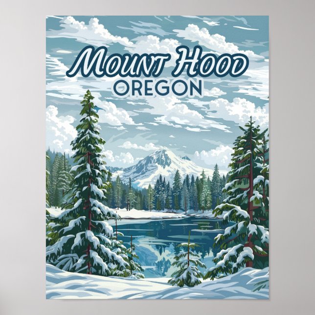 Affiche Mont Hood Oregon Ski Pacifique Nord-Ouest Hiver (Devant)