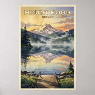 Affiche Mont Hood Oregon Voyage Rétro