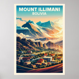 Affiche Mont Illimani Bolivie V02