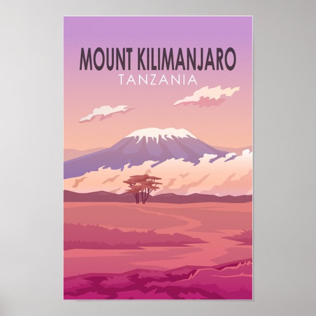 Affiche Mont Kilimandjaro Tanzanie Afrique Vintage (Devant)