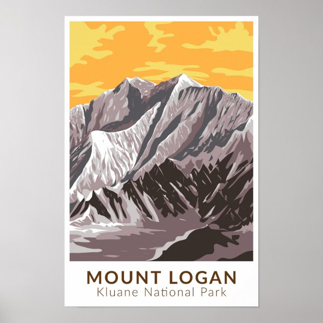 Affiche Mont Logan Canada Voyage Art Rétro (Devant)