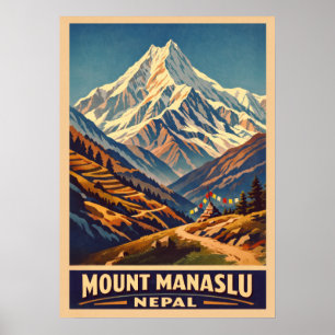 Affiche Mont Manaslu Népal V01