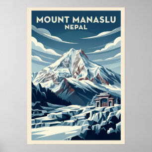 Affiche Mont Manaslu Népal V02