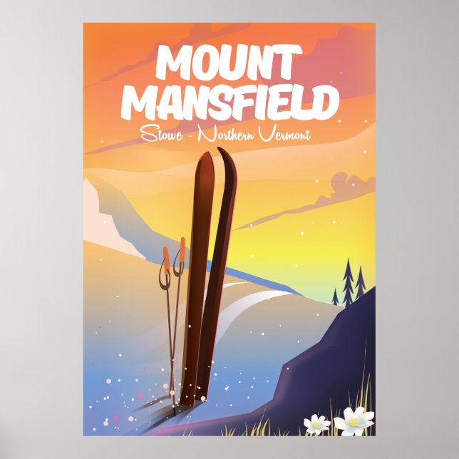 Affiche Mont Mansfield, Stowe ski du nord du Vermont (Devant)