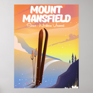 Affiche Mont Mansfield, Stowe ski du nord du Vermont