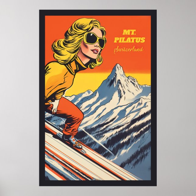 Affiche Mont Pilatus, Suisse, Ski (Devant)