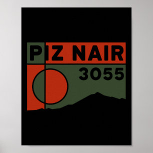 Affiche Mont Piz Nair Sankt Moritz Ski Corviglia Randonnée