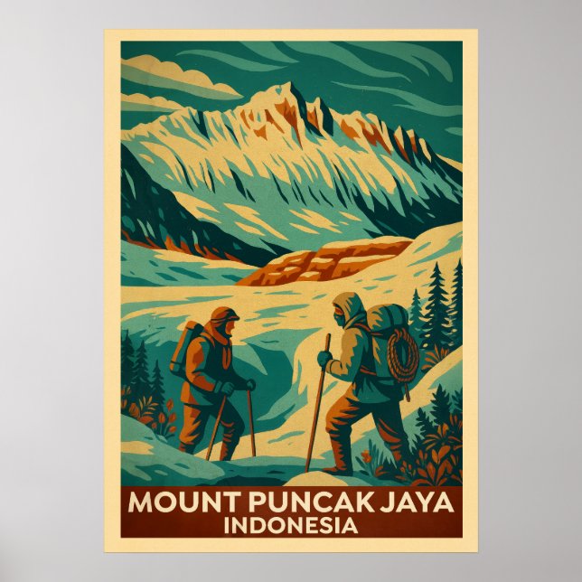 Affiche Mont Puncak Jaya Indonésie V02 (Devant)