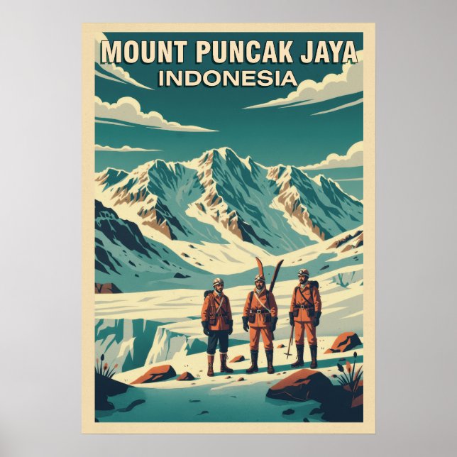 Affiche Mont Puncak Jaya Indonésie V04 (Devant)