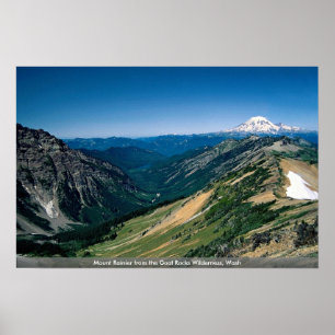 Affiche Mont Rainier de la nature sauvage des rochers de c