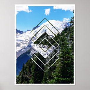 Affiche Mont Rainier Géométrique