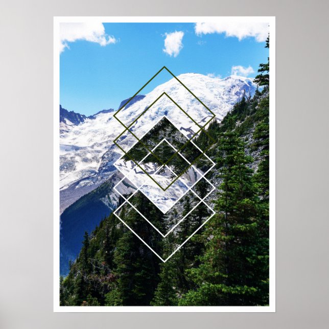 Affiche Mont Rainier Géométrique (Devant)
