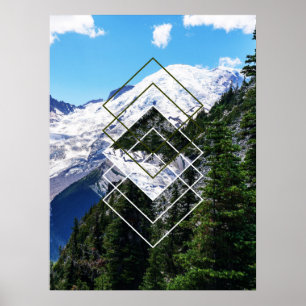 Affiche Mont Rainier Géométrique