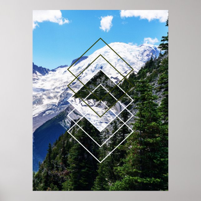 Affiche Mont Rainier Géométrique (Devant)