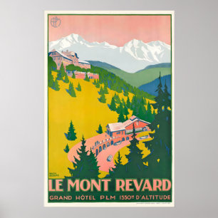 Affiche Mont Revand Ski Alpes France Voyage Ancien