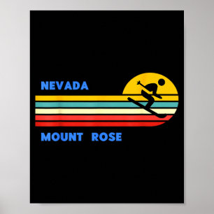 Affiche Mont rose tahoe nevada ski skieur ski rétro soleil