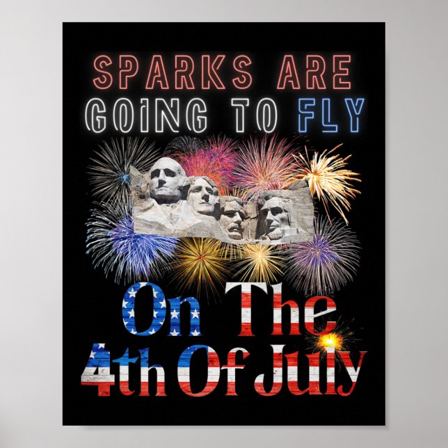 Affiche Mont Rushmore 4 juillet Étincelles vont voler (Devant)